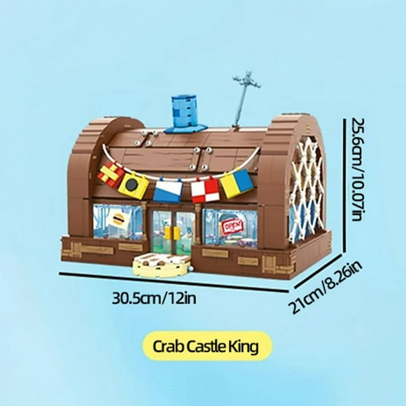 Bloques de construcción de Bob Esponja para niños juguete de ladrillos de dibujos animados Krusty Krab modelo de figura creativa decoración de escritorio regalo