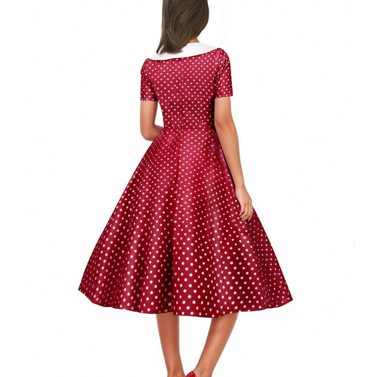 RYRJJ 1960s Cocktail Dresses for Women 50s Lapel Double Breasted - Main Image