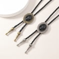 thumbnail image 6 of Traditional Leather Cord Necklace Golden Plated Clasp Bolo Tie Cowboy Accessory, 6 of 9