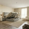 thumbnail image 3 of Velets King Bed Frame with Hydraulic Lift Storage, Upholstered Platform Bed, Tufted Headboard, Wood Slats, No Box Spring Needed, 3 of 8