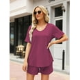 thumbnail image 2 of DOPI Women's Pajama Set Short Sleeved 2-piece Casual Set with Pockets, Multiple Colors, and Sizes, 2 of 5