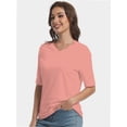 thumbnail image 2 of 3-pack Coral pink Women's V Neck T Shirts Basic Summer Tees Casual Half Sleeve Tops, 2 of 4