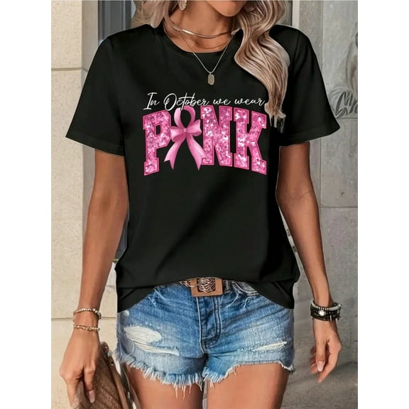 Payeah Pink bow Casual Digital Print  pure heavy cotton  Womens T-shirts 100%  cotton