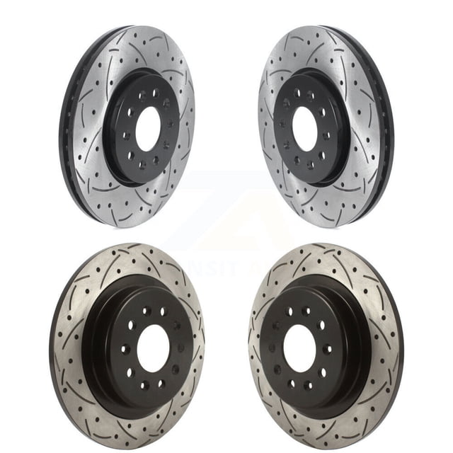 DS-One Front Rear Coated Drilled Slotted Disc Brake Rotors Kit for Car 2016-2018 Buick Envision with 315mm Diameter Rotor KD-100460