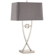 Pacific Coast Lighting Acrylic Ball 32 Tall Open Frame Large Modern End Table Lamp Silver Brushed Nickel Finish Metal Living Room