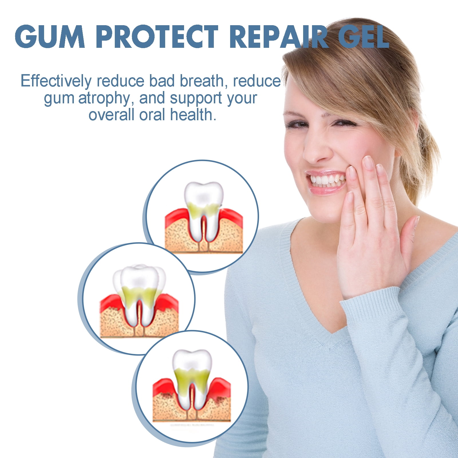 Alvantor Gum Repair Gel for Receding Gums, Teeth Whitening Essence Pen, Deep Cleaning Oral Care Fresh Breath, 3PCS