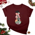 thumbnail image 2 of Jinhomg Womens Funny Christmas Shirts 2025 Novelty Snowman Graphic Xmas Tops Fall Winter Comfy Short Sleeve Round Neck Holiday Tees Wine L, 2 of 6