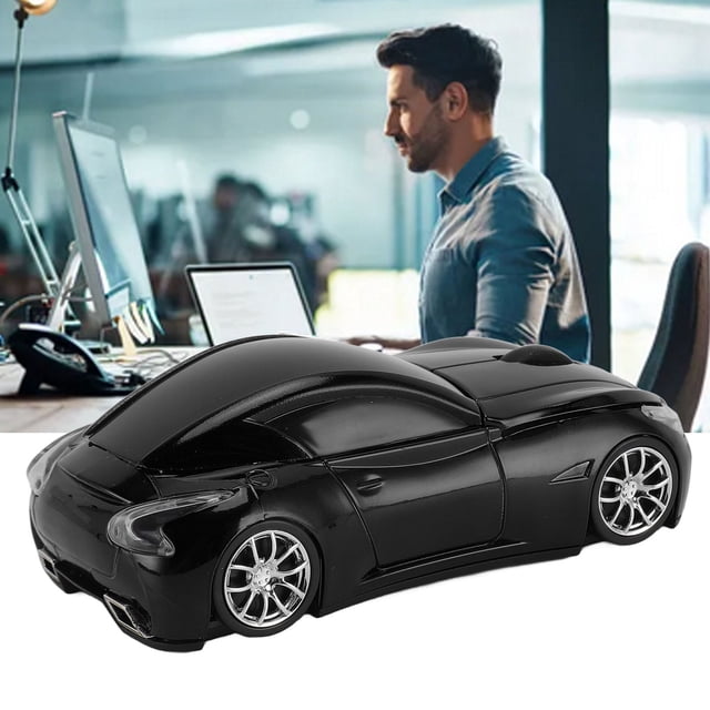 Ergonomic Sports Car Style Mouse with 2.4GHz USB Receiver, 1600DPI Optical Sensor, Auto Sleep for PC Laptop