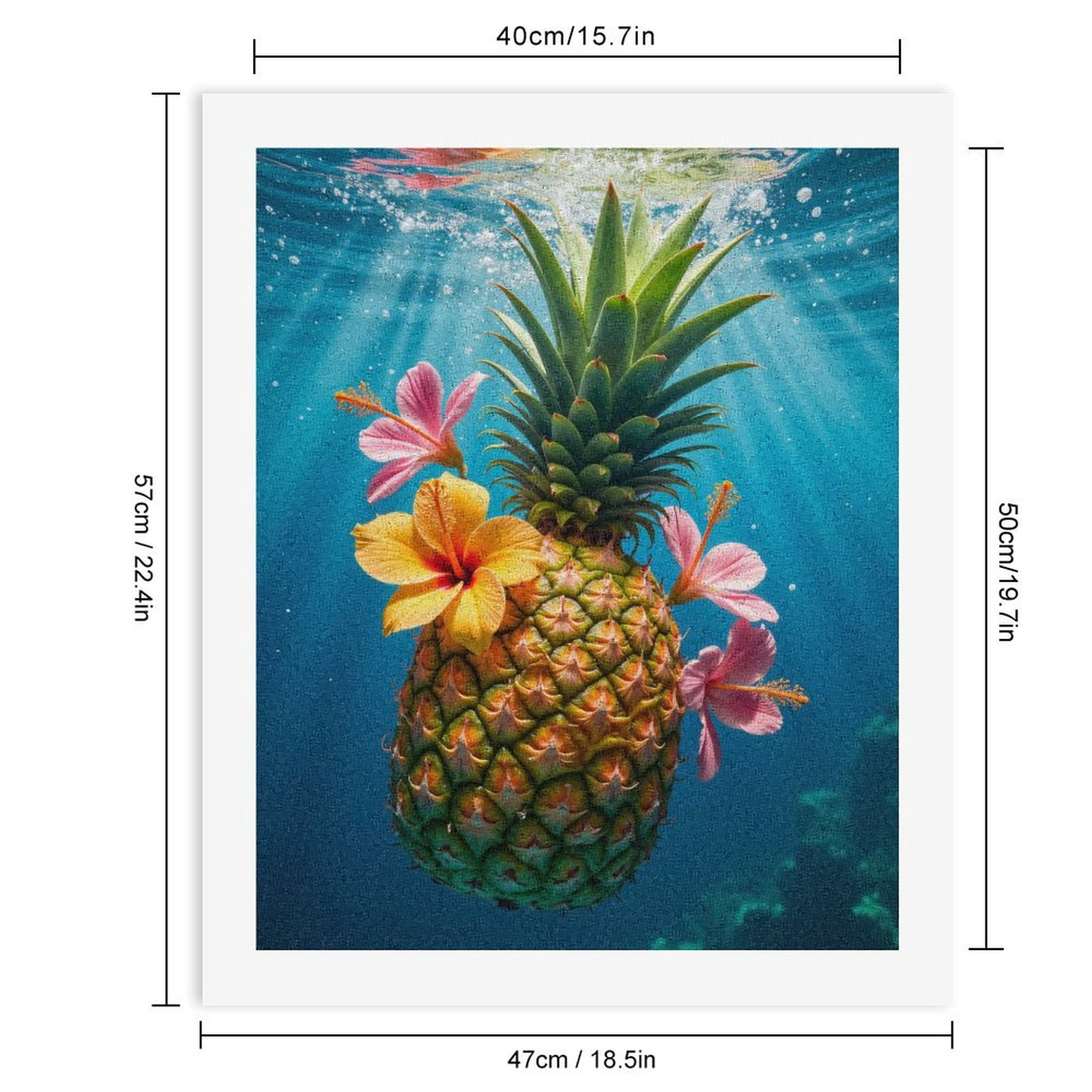 Paint By Numbers Kit for Adults Beginner - Underwater Pineapple Blooming Hibiscus DIY Canvas Painting Kits for Adults, Frameless Paint By Number for Adults for Home Wall Decor 16x20 Inch