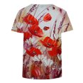 thumbnail image 4 of Blusa informal de manga corta con cuello redondo y estampado de verano a la moda para mujer Pompotops  hfajkhk134764, 4 of 5