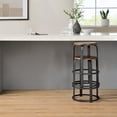 thumbnail image 3 of Walker Edison 26" Metal and Wood Round Kitchen Bar Stools - Dark Coffee/ Black, 3 of 10