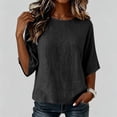 thumbnail image 4 of Women's 3/4 Sleeve Round Neck Blouse Casual Summer Top, 4 of 6