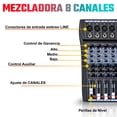 thumbnail image 2 of Consola Mezcladora Audiotek 8 Canales Bluetooth USB Estudio Sonido, 2 of 10