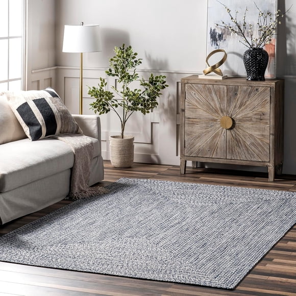 nuLOOM Lefebvre Braided Indoor/Outdoor Runner Rug, 2' 6" x 12', Light Blue