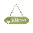 thumbnail image 2 of Green Wooden Welcome Decor, Front Door Welcome Sign, Wall Hanging Decor, Welcome Porch Sign, 8X2.5 Inch Handcrafted Wood Plaque with Beaded Jute Hanger, Perfect for Entryway, 2 of 7