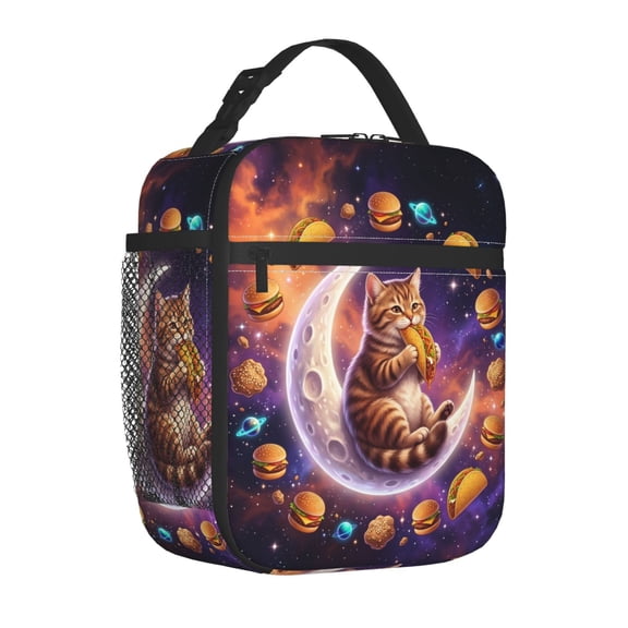 Space Cat Lunch Box Reusable Insulated Lunch Bag Women Men Cooler Tote Bag For Work Picnic Office