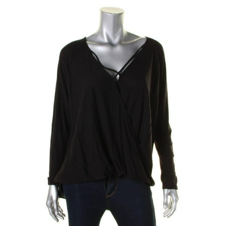 Michelle Mason Blouse - Michelle by Comune Womens Knit Crossover Casual Top Black M