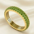 thumbnail image 3 of Three Row Round Peridot Eternity Band 925 Sterling Silver Gold Vermeil Valentines Day Gifts Ring, 3 of 6