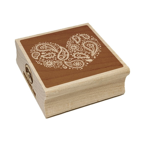 Paisley Heart On Square Square Rubber Stamp Stamping Scrapbooking Crafting - Small 1.25in