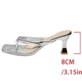 thumbnail image 5 of Pandaie Kittens Heels for Women Square Toe Block Heeled Flip Flops 3.15 Inch Comfortable Summer Thong Sandals Ladies Dressy Beach Slides Pumps Silver Size 7.5, 5 of 8