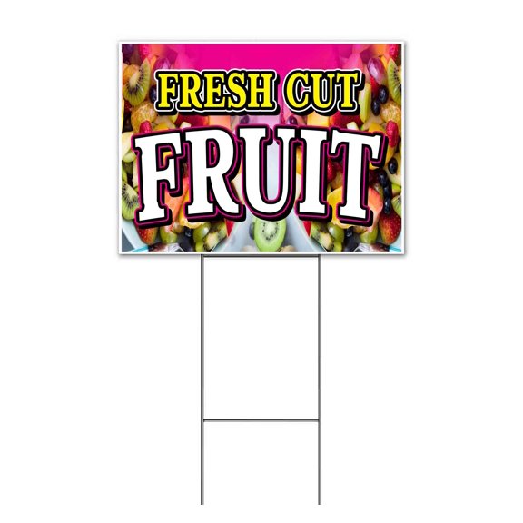 Fresh Cut Fruit (18" x 24") Yard Sign, Includes Metal Step Stake