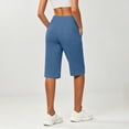 thumbnail image 6 of Women's Bermuda Long Shorts 14" Knee Length Capris with Pockets High Waisted Athletic Casual Shorts for Women Royal Blue M, 6 of 8