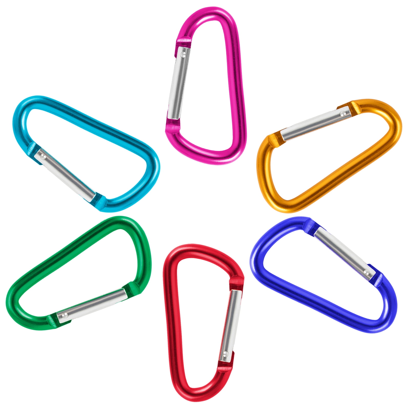 GOGO 48Pcs Carabiner 3-Inch Keychain Clip, D Shape Aluminum Metal Carabiner Hook