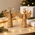 thumbnail image 6 of Vallivelle Handwoven Water Hyacinth Angel Christmas Decor - 13.4" Woven Rattan Angel Religious Tabletop Figurine for Nativity Scene, Mantel, Shelf and Farmhouse Christmas Decorations Indoor Display A, 6 of 8