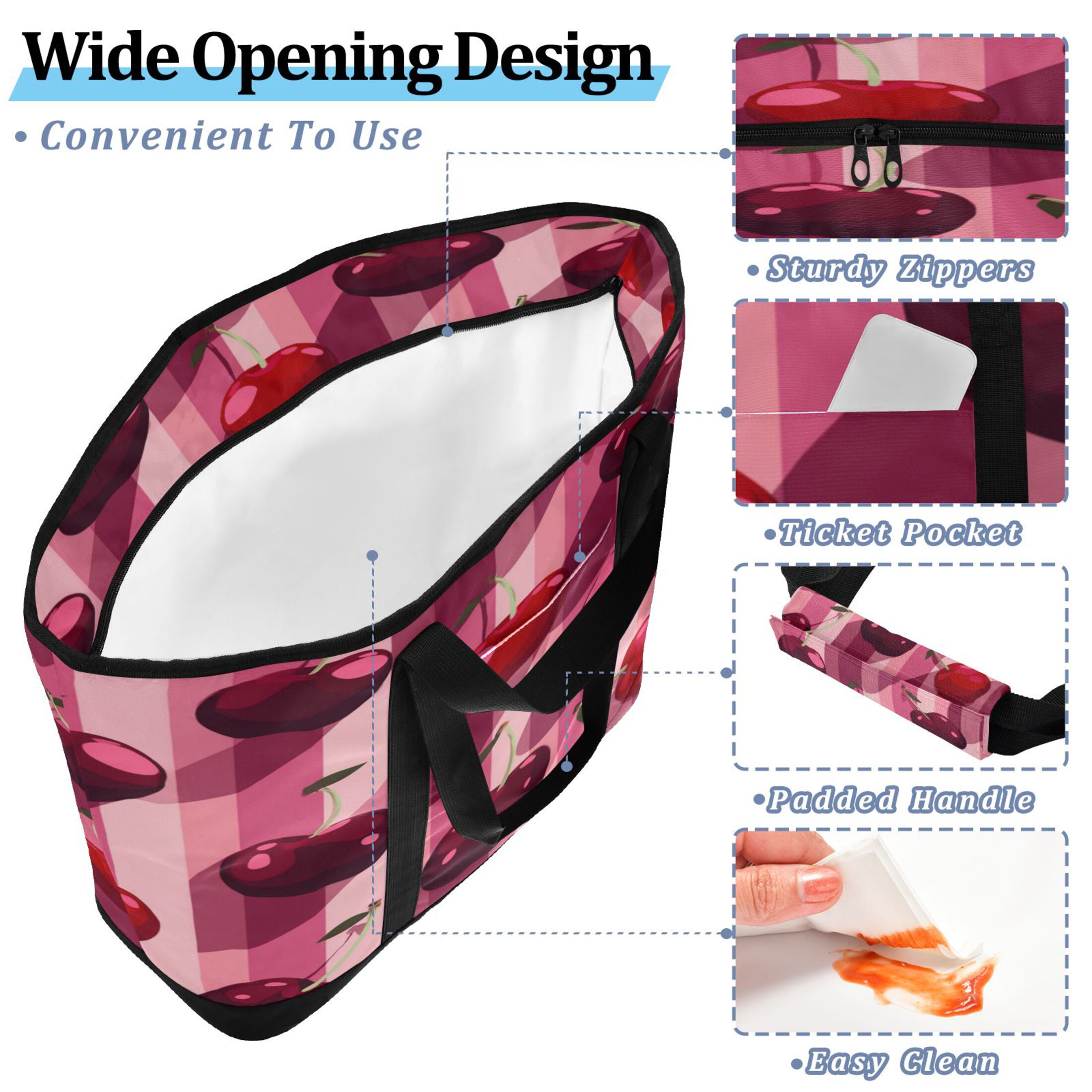 Extra-Large Wide Opening Design Capacity Hand-Held Ice Pack Thickened Insulation Layer For Long-Lasting Cold Retention For Outdoor Shopping Picnics And Camping Cheerios Pattern