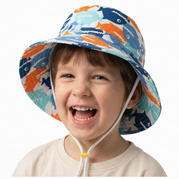 dmqupv Sun Hats for Kids Baby Sun Hat Toddler Bucket Hat Summer Sun Protective Kids Beach Hat Wide Brim Lightweight Outdoor Camping Hat For Boys Girls Blue,One Size