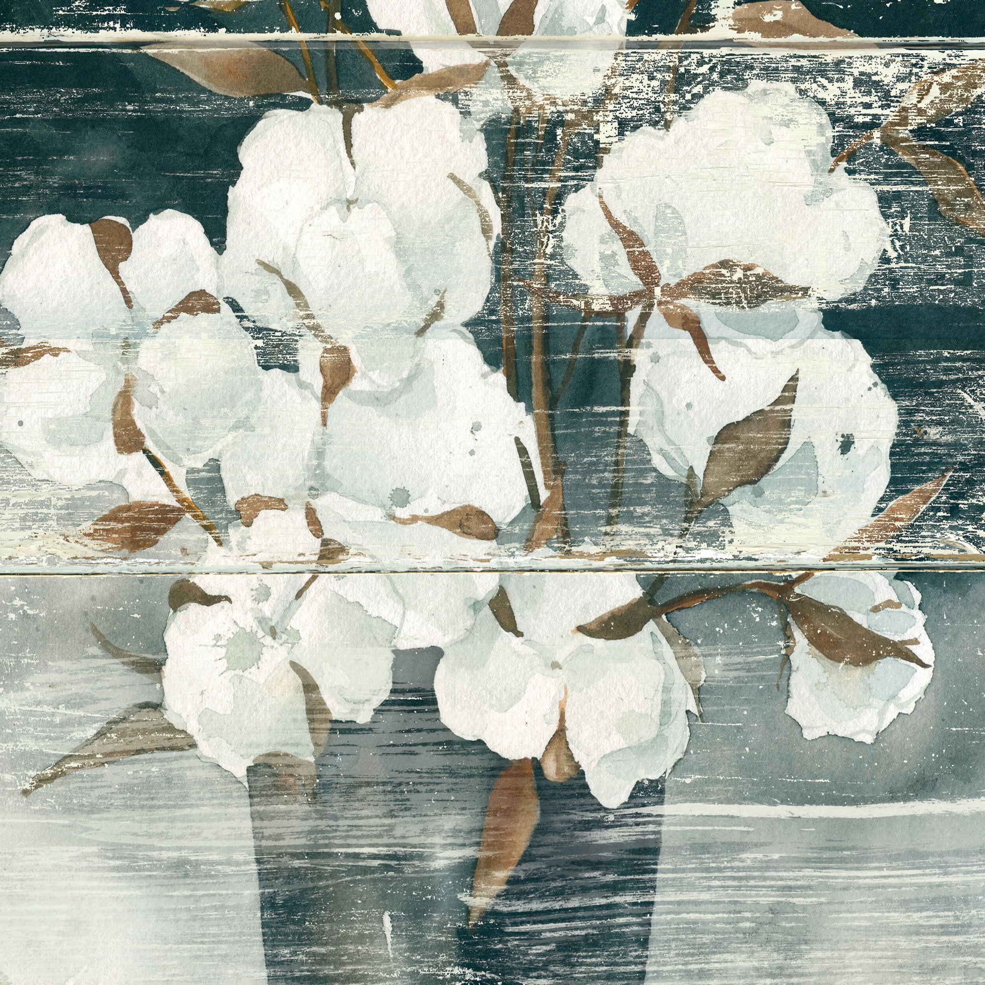 Masterpiece Art Gallery Country Cotton Weathered Vase By Carol Robinson Canvas Art Print 12" x 24"