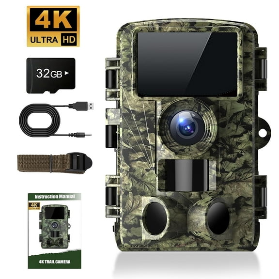 4K 48MP Trail Camera with No-Glow Night Vision, 0.05s Trigger Speed, 130° Wide Angle, IP66 Waterproof