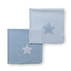 Seed Sprout - Set of 2 Organic Cotton Receiving Blankets with Star Applique, Blue