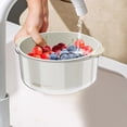 thumbnail image 4 of Lavabo para verduras, cesta de drenaje de plástico, diseño de doble capa, para limpieza de frutas en la cocina, uso doméstico, color azul, lavabo grueso, tamaño único, para cocina,Wsvlmg, 4 of 7