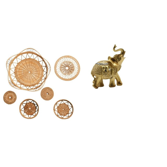 Manualidades de pared,Decoración para colgar en la pared,ratán artesanal tejido,Juego de decoración de pared Adorno decorativo para colgar en la pared,Figura de escritorio,Estante de estatua