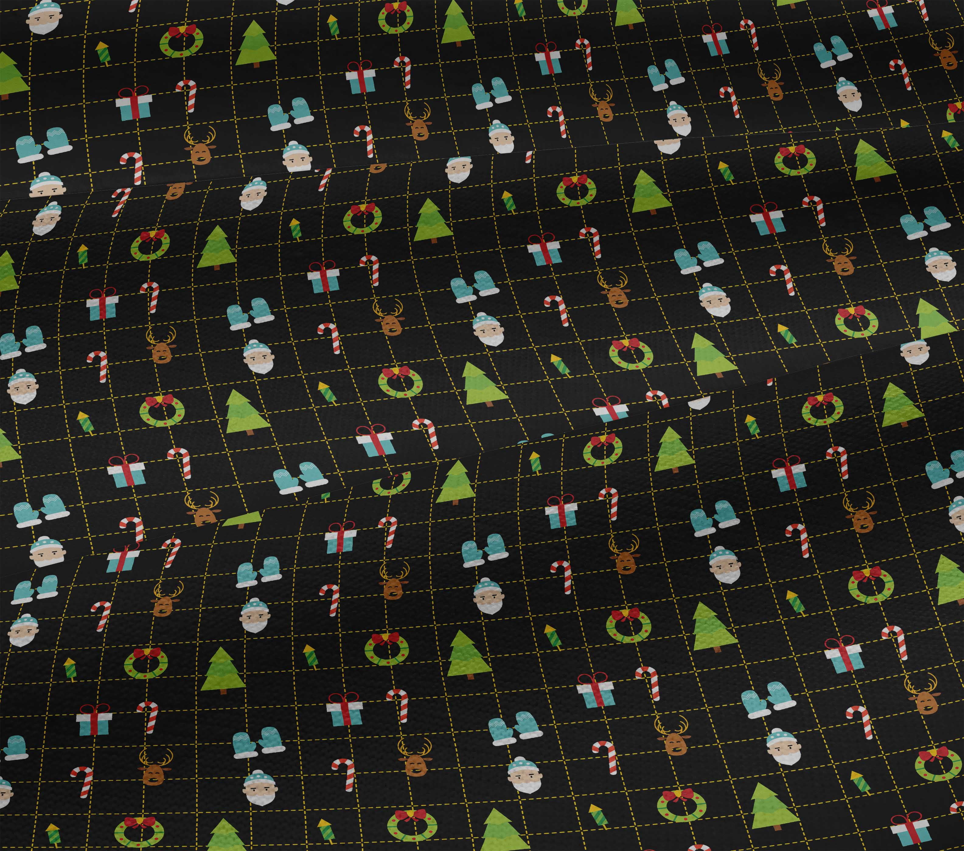 oneOone Cotton Jersey Black Fabric Merry Christmas Sewing Fabric By The Yard Printed Diy Clothing Sewing Supplies 58 Inch Wide-9BY