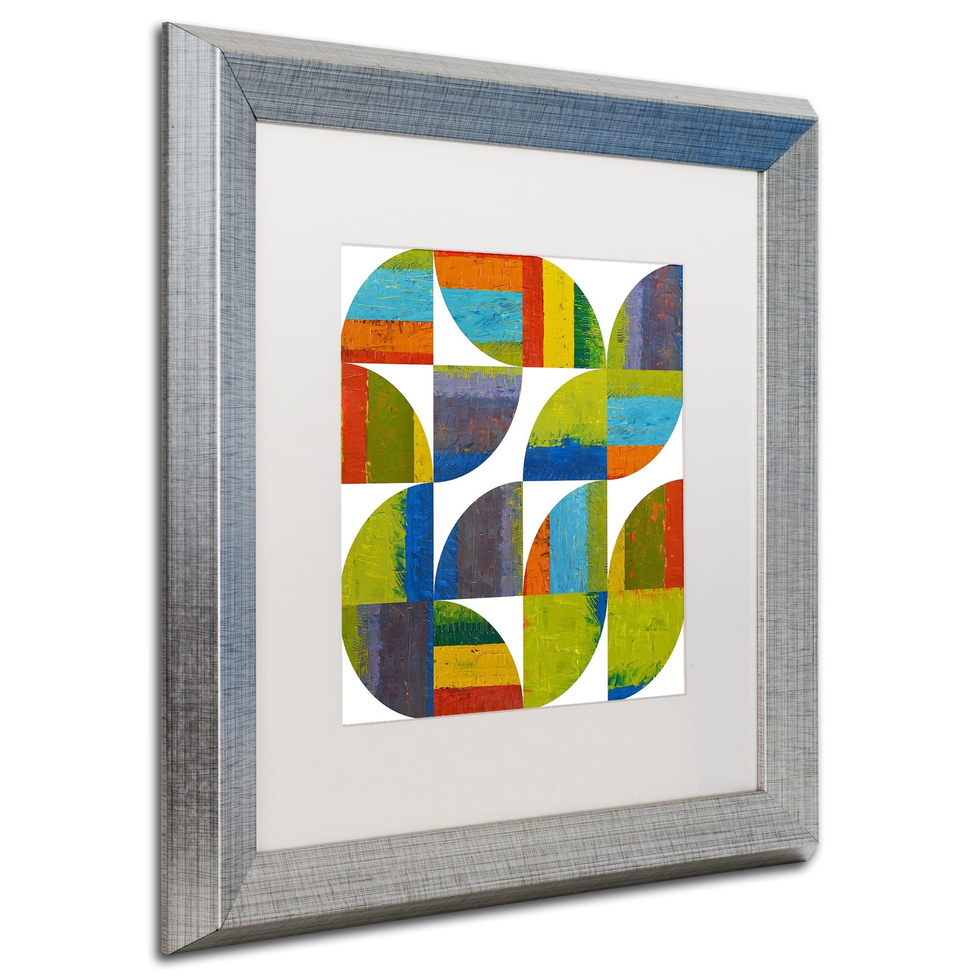 Trademark Fine Art "Quarter Rounds 6.0" Canvas Art by Michelle Calkins, White Matte, Silver Frame