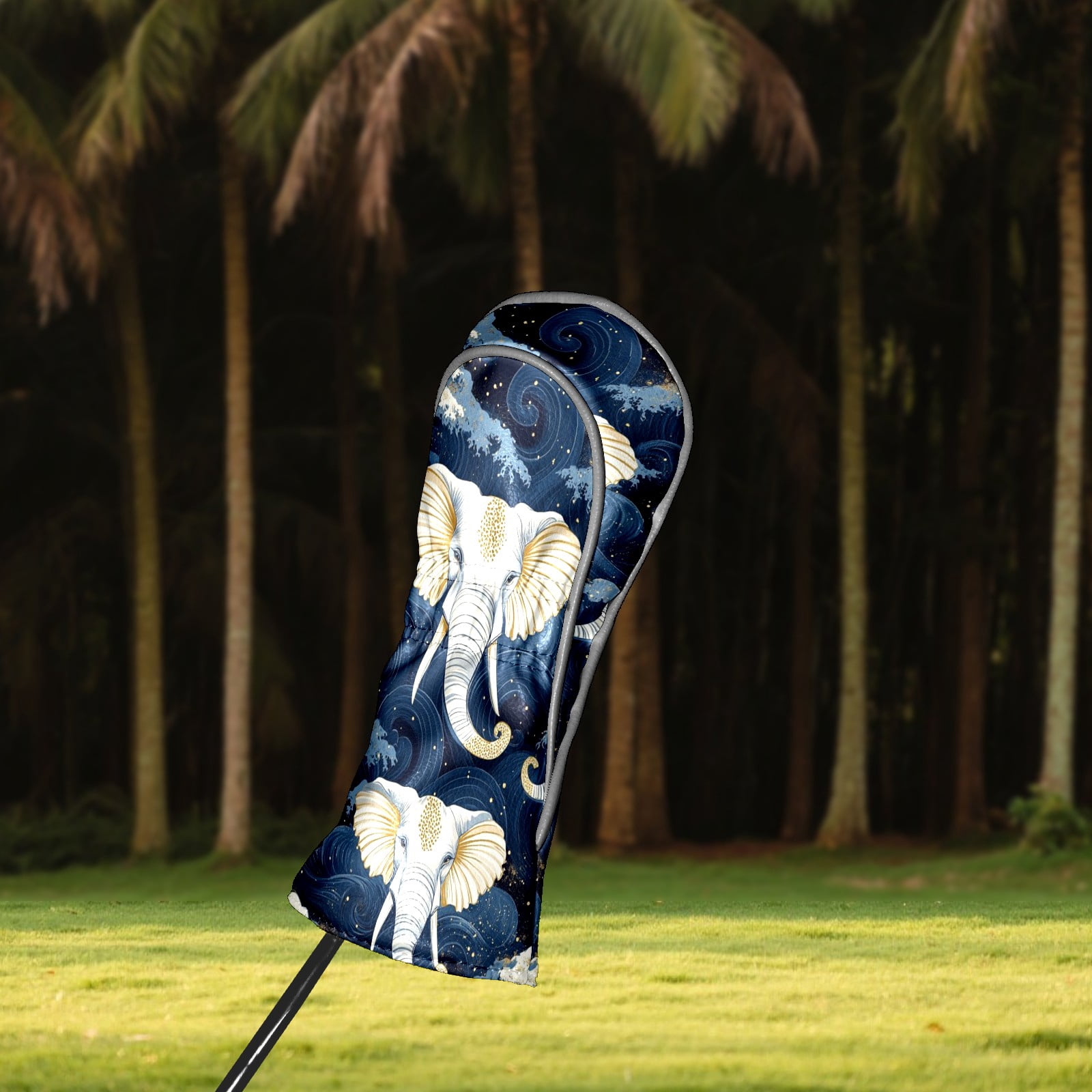 Golf Club Covers PU Leather Waterproof Head Covers for Fairway Woods Hybrids Phnom Penh Elephant Unisex Fits Most Brands