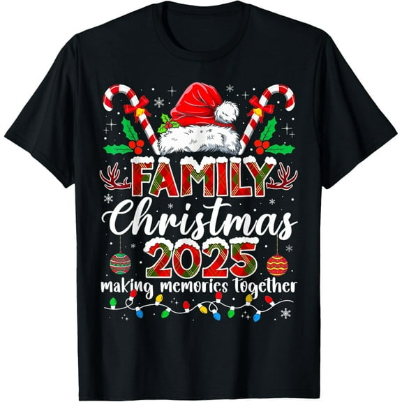Family Christmas 2025 Matching Santa Tee Xmas Pajamas Pjs T-Shirt