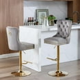 thumbnail image 3 of KISRAIS Swivel Bar Stools Set of 2, Velvet Counter Height Bar Stools for Kitchen Island, Adjustable Bar Chairs Barstools, Tufted Back, Metal Base, 3 of 8