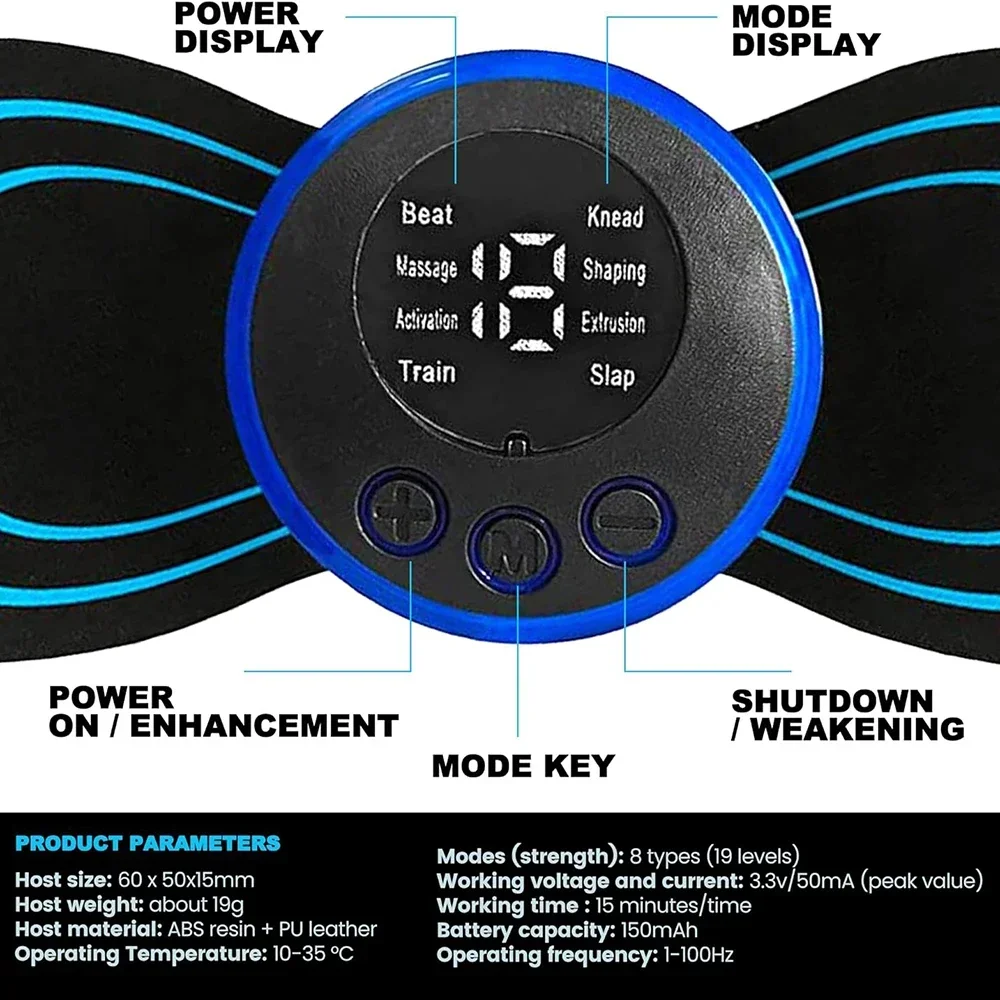 Electric EMS Neck Massager Mini Cervical Back Patch Stimulator Massageador Mat Portable