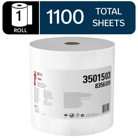 WypAll GeneralClean X50 Cloths Cleaning Wipes (35015), Jumbo, Strong Towels for Extended Use, White (1 Roll of 1,100 Sheets, 1,100 Sheet Total)
