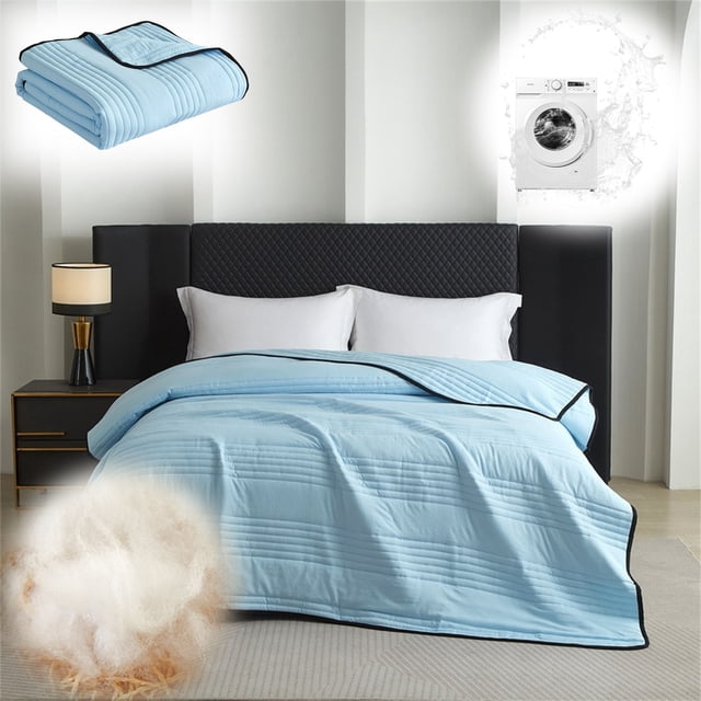 AKEGAMN Clearance! Washed Cotton Air Conditioning Quilt/Summer Cool Quilt Double & Single Sizes Thin Summer Blanket With Machine Washable Solid Color Design FRIENDLY DESIGN:There are hidden stitches