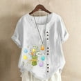 thumbnail image 1 of Daisyyozoid Chandail en Molleton Drôle de Pâques pour Femmes Été Oversize Décontracté Col Rond Manches Courtes Imprimé Floral Ample, 1 of 5