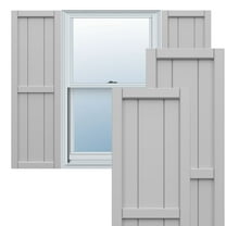 Ekena Millwork 10 3/4"W x 41"H True Fit PVC, Two Board Framed Board-n-Batten Shutters, Primed (Per Pair - Hardware Not Included)
