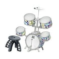 thumbnail image 4 of Kit de batería de jazz para niños con baquetas y taburete para tocar el ritmo, percusión sensorial Borde gris, 4 of 9
