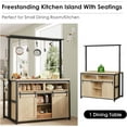 thumbnail image 3 of EDTara Kitchen Island Table with Sliding Barn Door Storage, Coffee Bar, Multi Functional Bakers Rack with Hooks, Adjustable Shelves for Kitchen, Dining, Living Room, 3 of 7