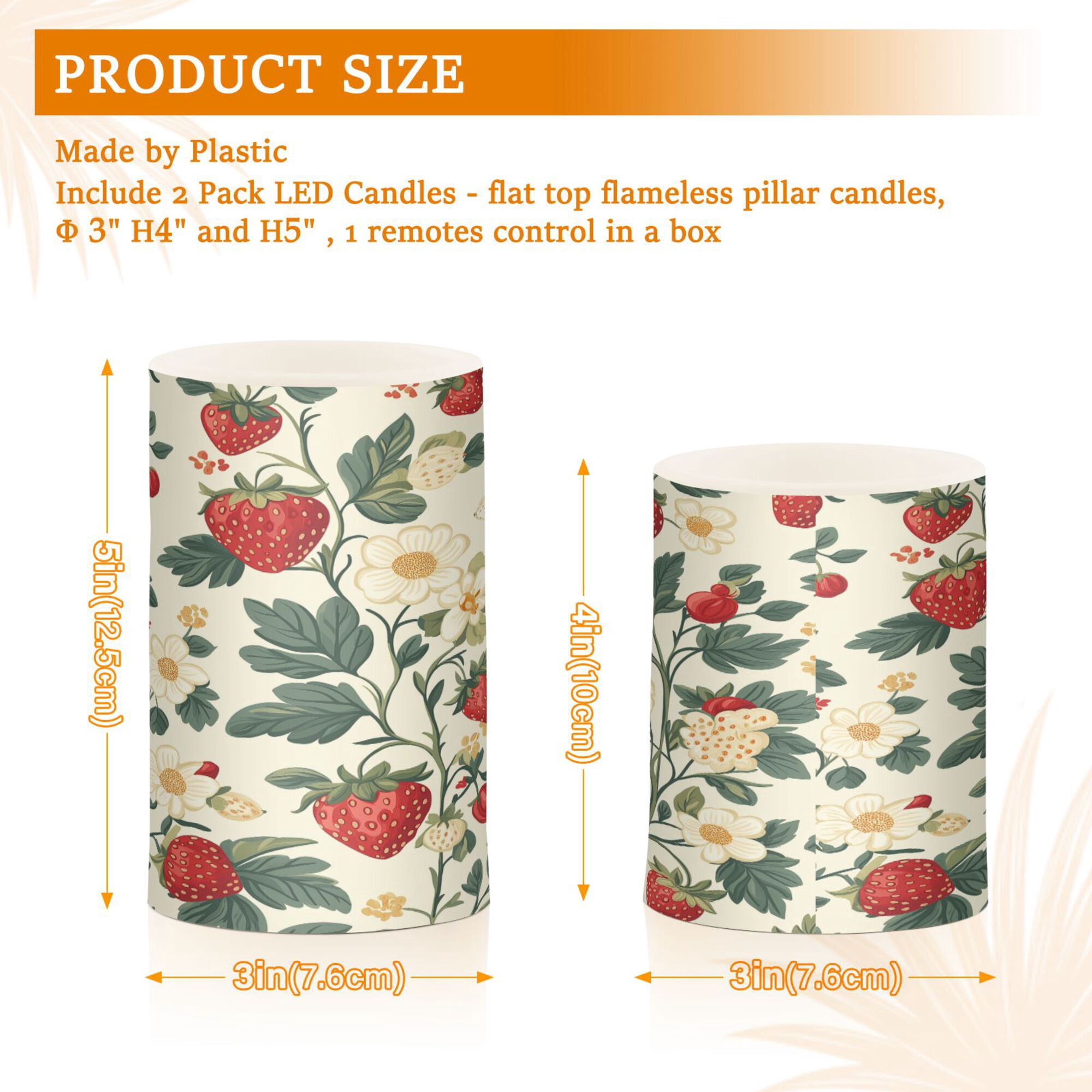 Yayeee Flameless Candles with Remote Flickering Battery Operated Multi Color Changing, Small Strawberry Pattern