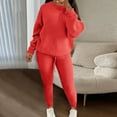 thumbnail image 2 of Kaemgyyd Women 2 Piece Lounge Sets Fall Outfits Plus Size Sweatsuits Loose Crew Neck Sweater Pullover Drawstring Leggings Knitwear Set, 2 of 6