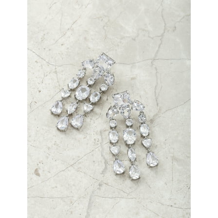 Believe by Brilliance Fine Silver Plated Dangling CZ Stone Earrings, 1 Pair